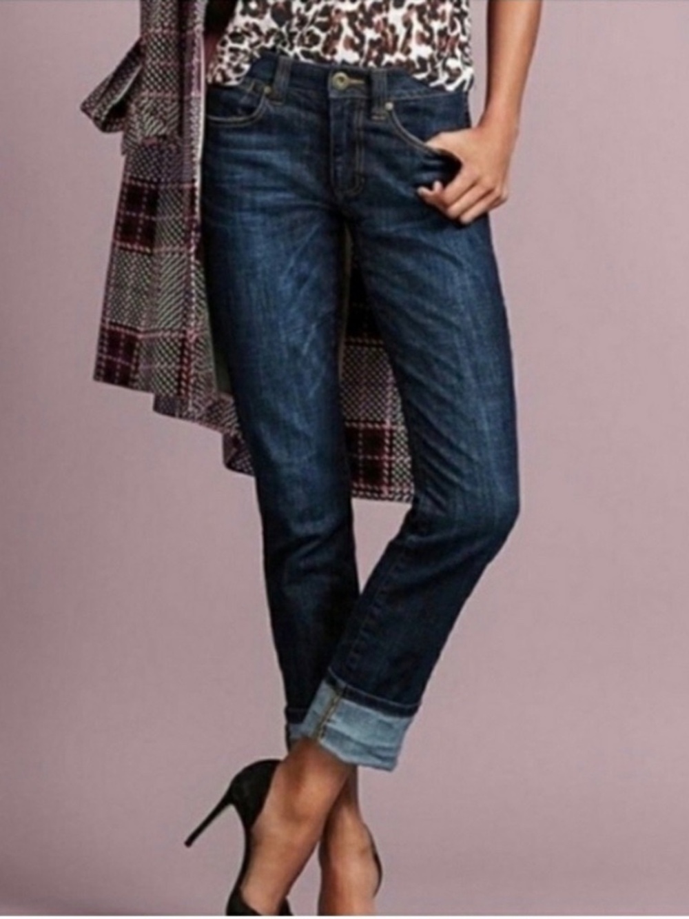Cabi High Straight Dark Blue Denim Jeans Size 0